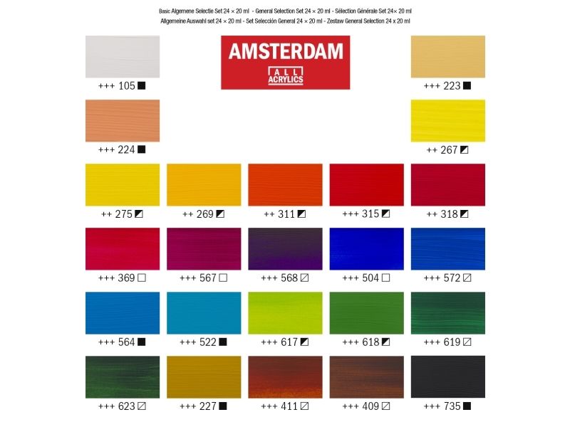 Amsterdam Standard Series Acrylic Paint General Selection Set | 24 X