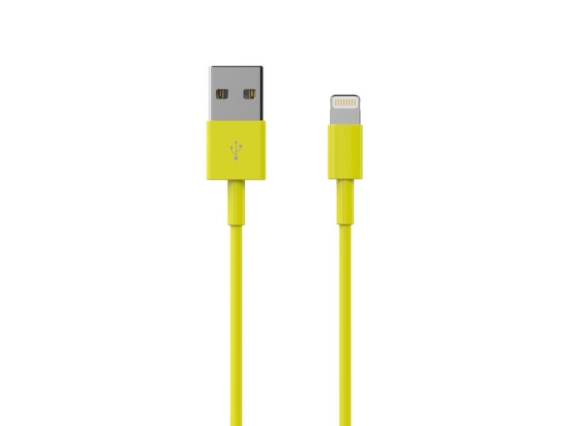 Sinox Lightning kabel. 1m. Gul, 1 m, Lightning, USB A, Hanstik, Hanstik, Gul