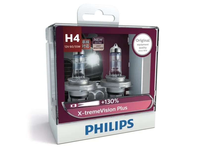 Philips X-tremeVision Plus - H4 - 60/55W - 12V - 2 stk. | Bilvård & Biltillbehör - Belysning - H4 Billampor | GameStuff
