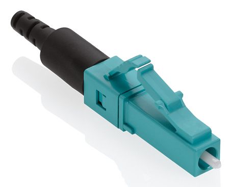 Fastcam pre-termineret optisk fiber konnekter om3 & om4 lc (aqua) 10.5mm cleave with 0.9mm 2mm & 3mm boots