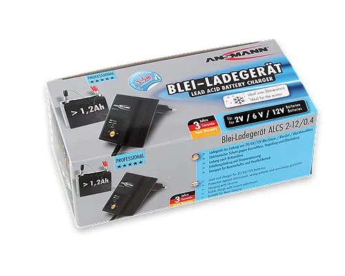 ANSMANN ALCS 2-12/0.4 - Batteriladdare - 1 x batterier laddas - 400 mA - 2 utdatakontakter (krokodilklämma) - svart | Datortillbehör - Laddare & Batterier - Batteri laddare | GameStuff