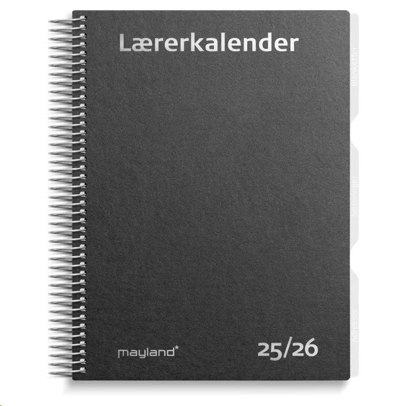 Lærerkalender Studie A5 matsort genbrugskarton 2025/2026 | Papper & Emballage - Kalendrar & Anteckningsböcker - Kalendare | GameStuff