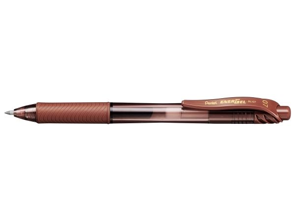 Pentel EnerGel X, Optrækkelig kuglepen der kan fastgøres, Brun, Brun, Plast, 0,7 mm, Ambidextrous