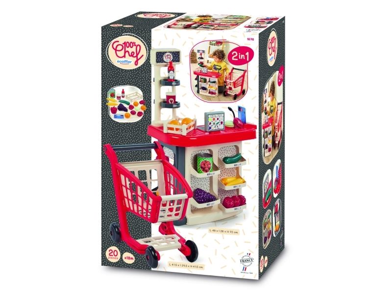 Ecoiffier Grocery Counter + Trolley