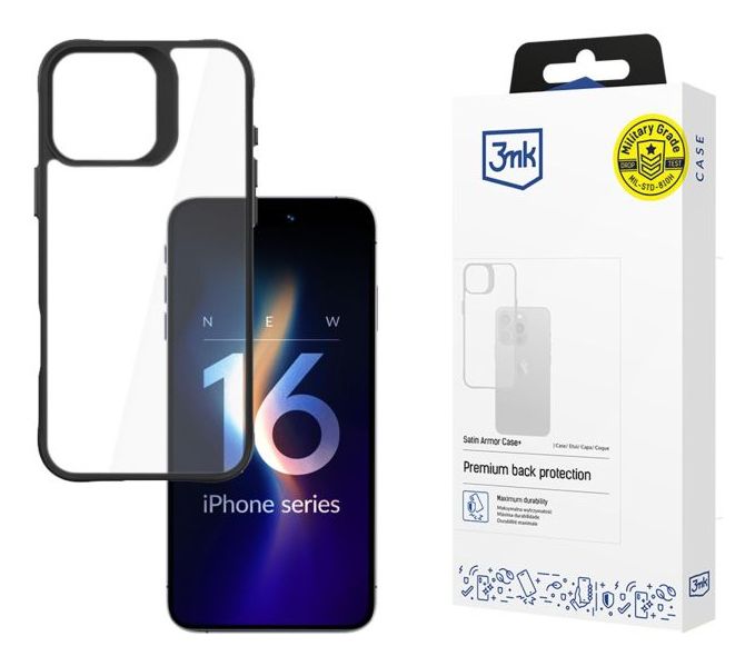 3Mk Satin Armor Case+ Pro Apple Iphone 16 Pro Max, Cover, Apple, Iphone 16 Pro Max, 17,5 Cm (6.9"), Transparent