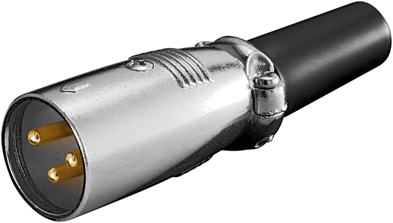 Goobay 11954, XLR (3-pin), Sort, Rustfrit stål, Hanstik, Lige, Polyvinylchlorid (PVC), Zink, Guld
