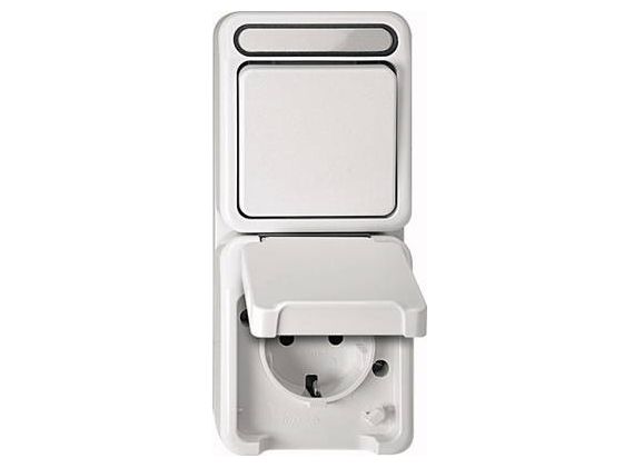 Merten Meg3494-8019, Cee 7/3, Cee 7/4, Weiß, Ip44, 250 V, 16 A