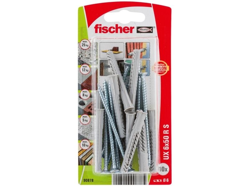 Fischer 90878, Wall Plug, Brick, Concrete, 50 Mm, 6 Mm, 6.5 Cm, 4.5 Mm