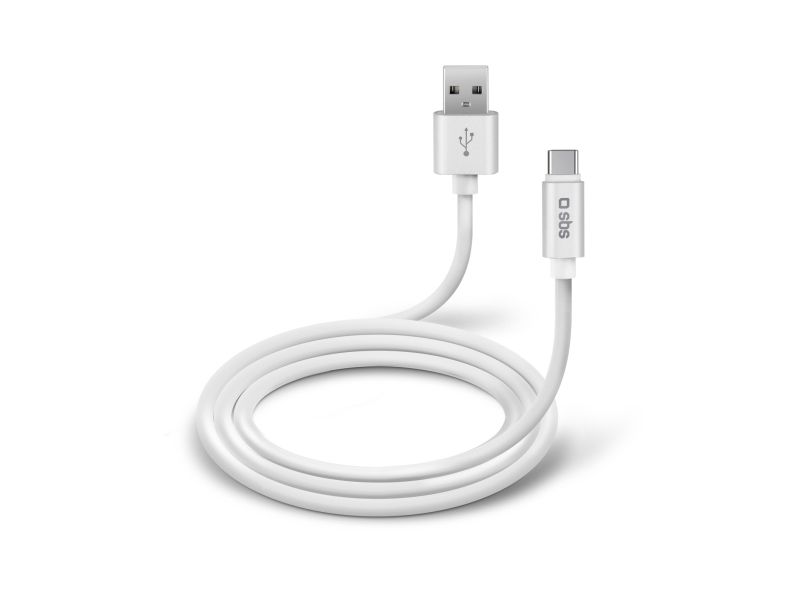SBS TECABLPOLOTYPECW, 1 m, USB A, USB C, USB 2.0, Hvid