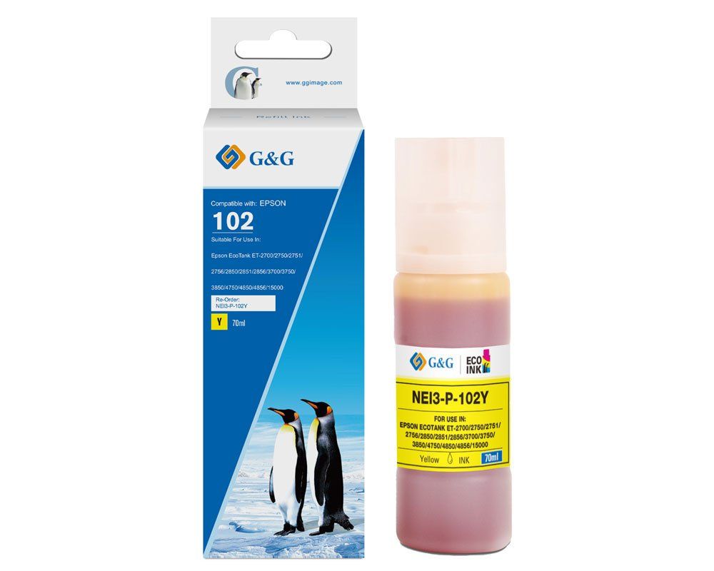 G&G Npr-E102y, Kompatibel, Gelb, Epson, Epson 102 Ecotank Tinte Epson Ecotank Et15000 Epson Ecotank Et2700 Epson Ecotank Et2750 Epson..., 6000 Seiten