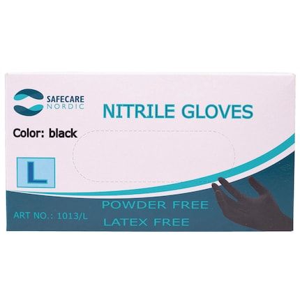 Engangshandsker, Safecare Nordic, 3,5 g, sort, nitril, str. L