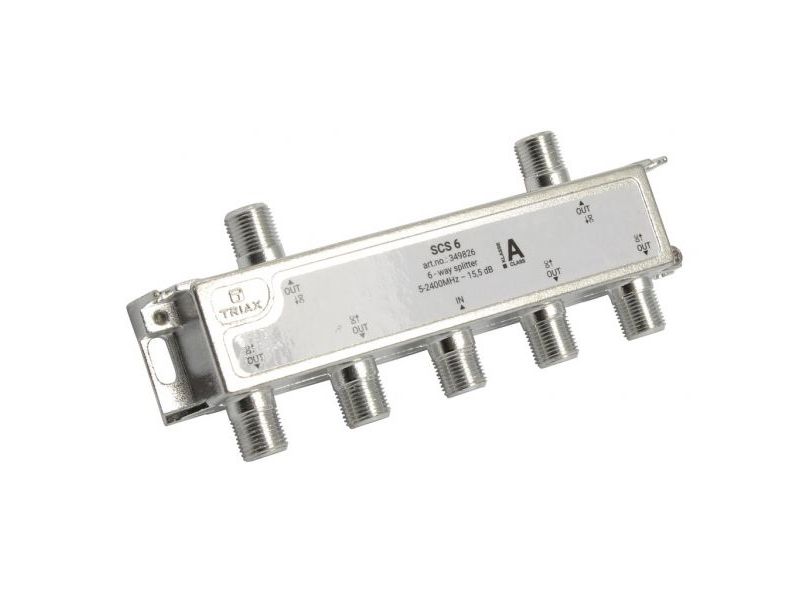 Triax Scs 6, Kabelsplitter, 75 Ohm, 5 - 2400 Mhz, Silber, Weiß, Weiblich/Weiblich, 16,5 Db