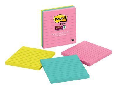 Post-It 675-3Ssmia, Quadratisch, Blau, Pink, Gelb, Papier, Supernova Neons, Vereinigte Staaten