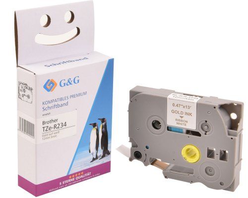 G&G 18770, Gold Auf Weiß, Etikettenrolle, Tze, Grau, Brother, Brother Ptouch 1010 Brother Ptouch 1280 Brother Ptouch 1750 Brother Ptouch 18R Brother