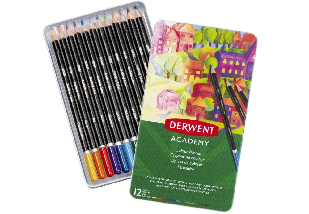 Derwent Academy Colour Pencils 12stk | Skrivredskap - Blyertspennor & pencils - Färgpennor | GameStuff