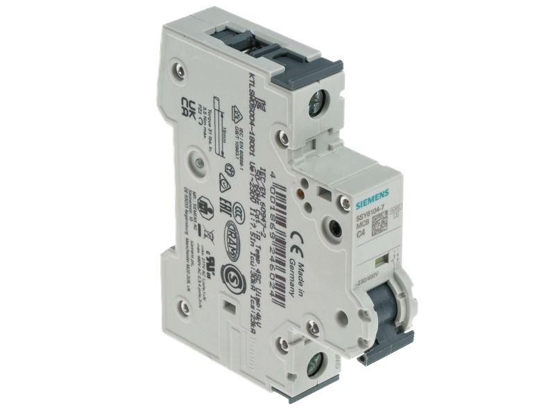 Siemens Automatsikring C 4A (230/400V-6kA) 1p 5SY6104-7