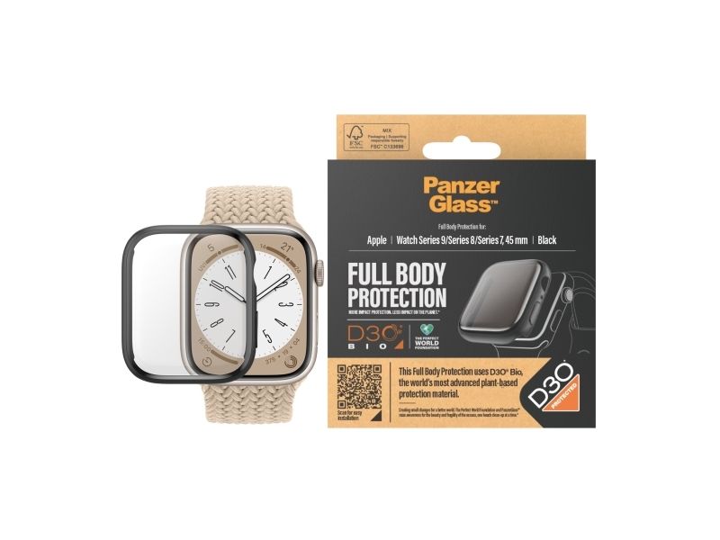 Panzerglass | Full Body - Skærmbeskytter For Smart Watch - Black-Edition | Apple Watch 9 (45 Mm)