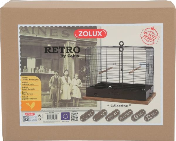 Zolux Fuglebur Retro Celestine 34X27x44 Cm Farve: Mørkebrun