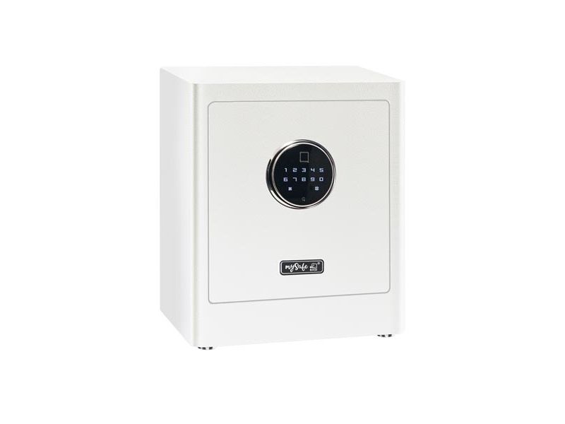 BASI mySafe Premium 350, Fritstående pengeskab, Hvid, Elektronisk, Kode, Fingeraftrykslæser, 1 hylder, Batteri, AA