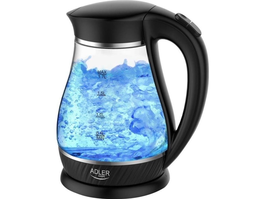 Adler AD 1274, 1,7 l, 2200 W, Transparent, Vit, Glas, Vattennivå indikator