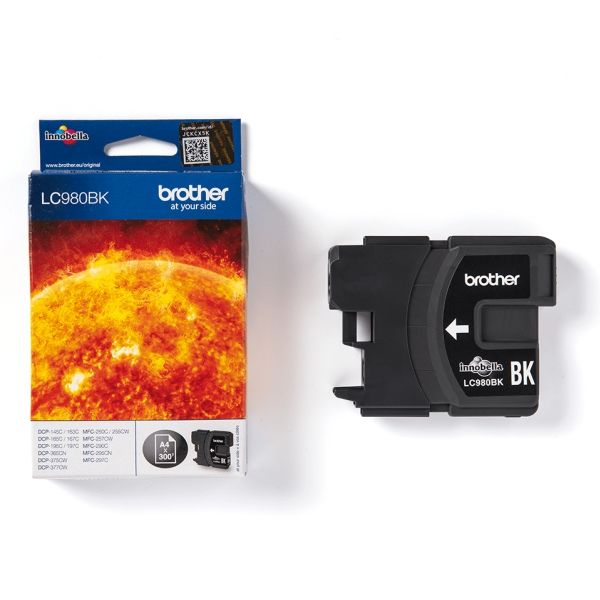 Brother Lc980bk - Sort - Original - Blækpatron - For Brother Dcp-145, 163, 165, 167, 193, 195, 197, 365, 373, 375, 377, Mfc-250, 290, 295, 297