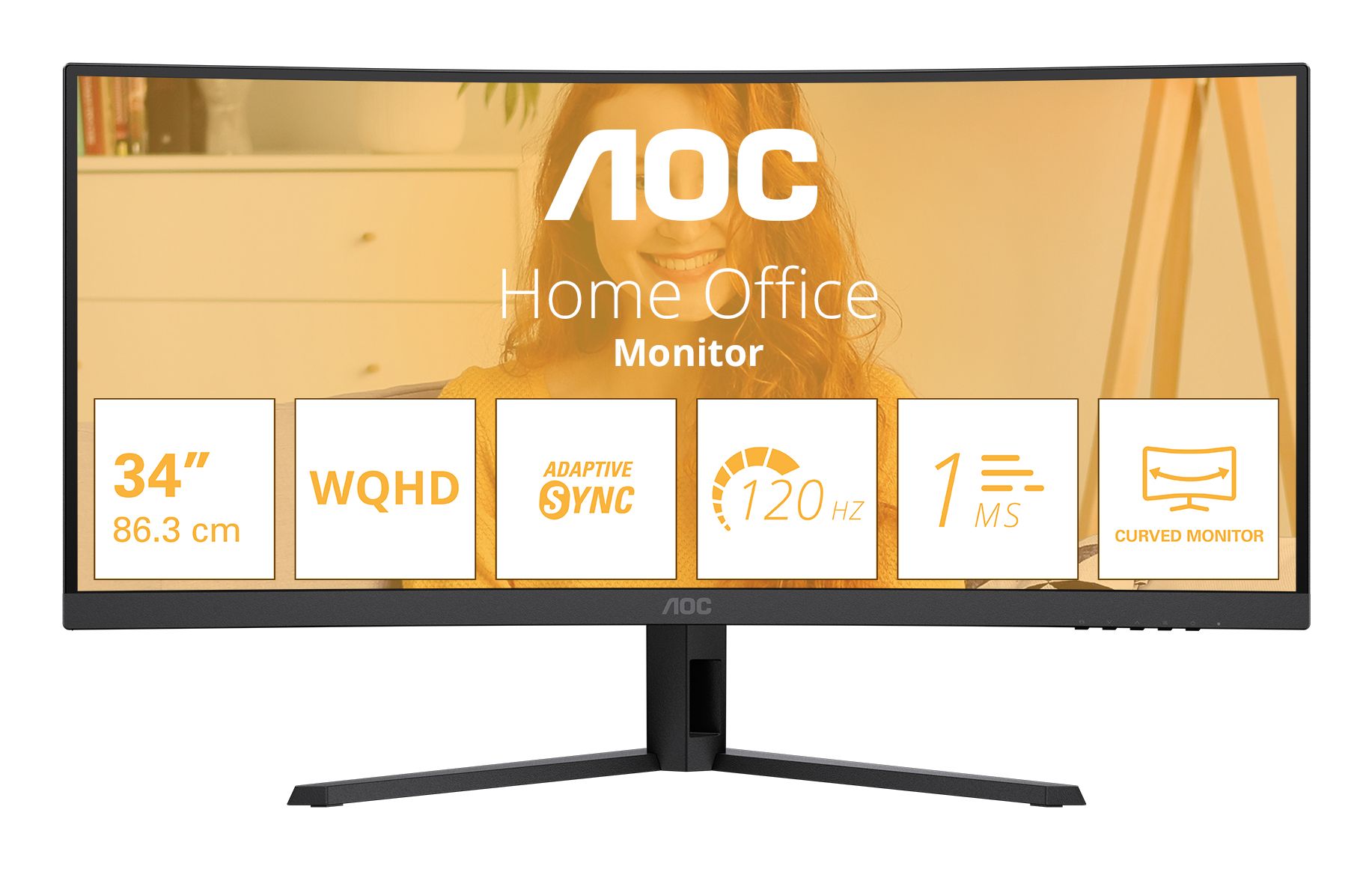 Aoc B3 Cu34b3e Gebogener Bildschirm 34" 3440 X 1440 Va, Schwarz