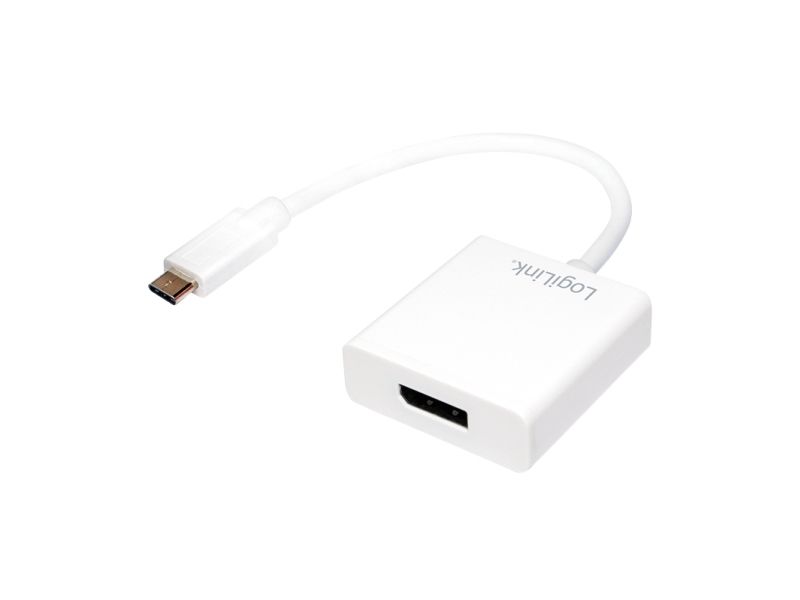 LogiLink 0.14m, USB-C 3.1/DisplayPort, 1080p, Hvid, 0 - 60 °C, 0 - 70 °C, 235 mm, 100 mm