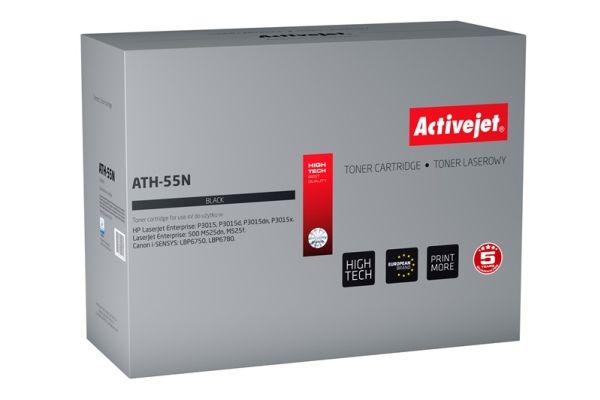 Activejet Ath-55N Tonerkartusche (Ersatz Für Hp 55A Ce255a, Canon Crg-724 Höchste 6000 Pages Schwarz), 6000 Seiten, Schwarz, 1 Stück(E)