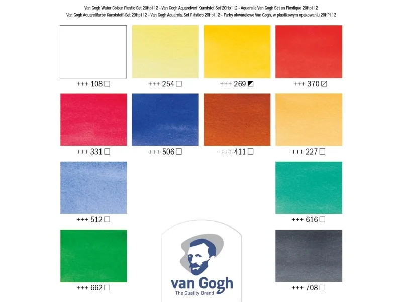 Van Gogh Watercolour plastic case set | 12 x tubes
