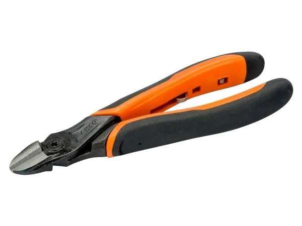 Bahco Sidebidetang, Ergonomisk to-komponent håndtag, Diagonal tang, 1,9 cm, 1,64 cm, 8 mm, Stål, Sort, Orange