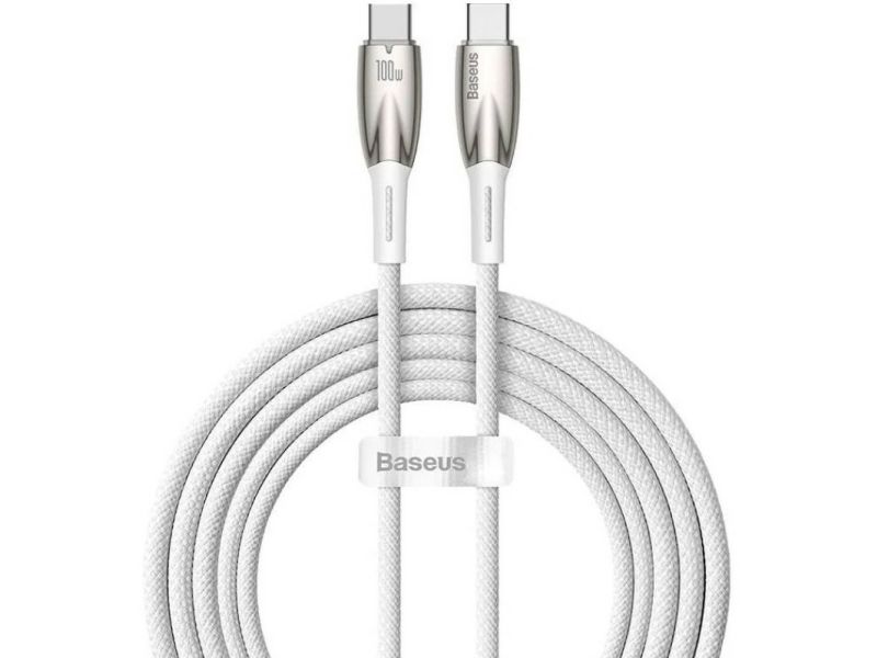 Baseus Glimmer Series Usb-C Schnellladekabel 480Mb/S Pd 100W 2M Weiß