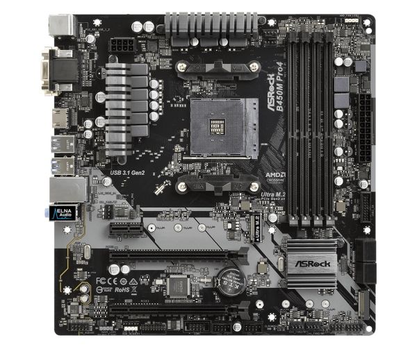 Asrock B450m Pro4, Amd, Socket Am4, Amd Athlon, Amd Ryzen 3, 2Nd Generation Amd Ryzen 3, 3Rd Generation Amd Ryzen 3, Amd..., Socket Am4, Ddr4-Sdra