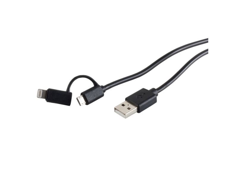 S/Conn Maximum Connectivity 14-14025, 1 M, Usb 2.0 A/Usb Micro B, Lightning, Schwarz, Usb 2.0, 1,5 A