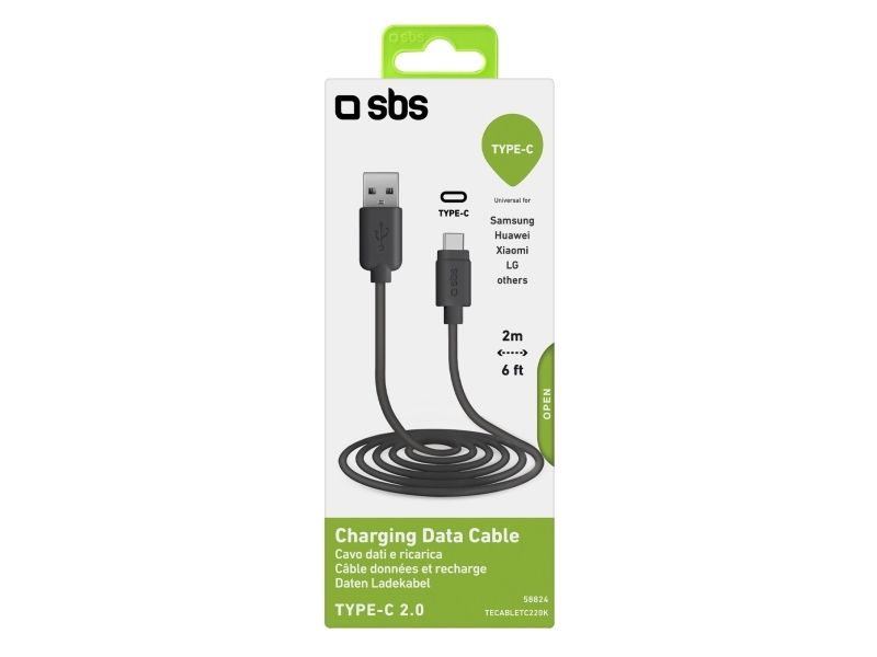 Sbs Mobile Usb-A - Usb-C 2M Usb-Kabel Schwarz