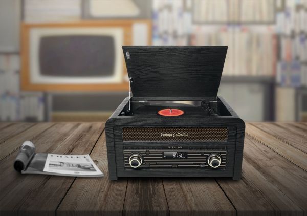 Muse Mt-115 W, Sort, Guld, 33,45,78 Rpm, Dreje, Fm, Cd, Cd-R, Cd-Rw, J-Formet Tonearm