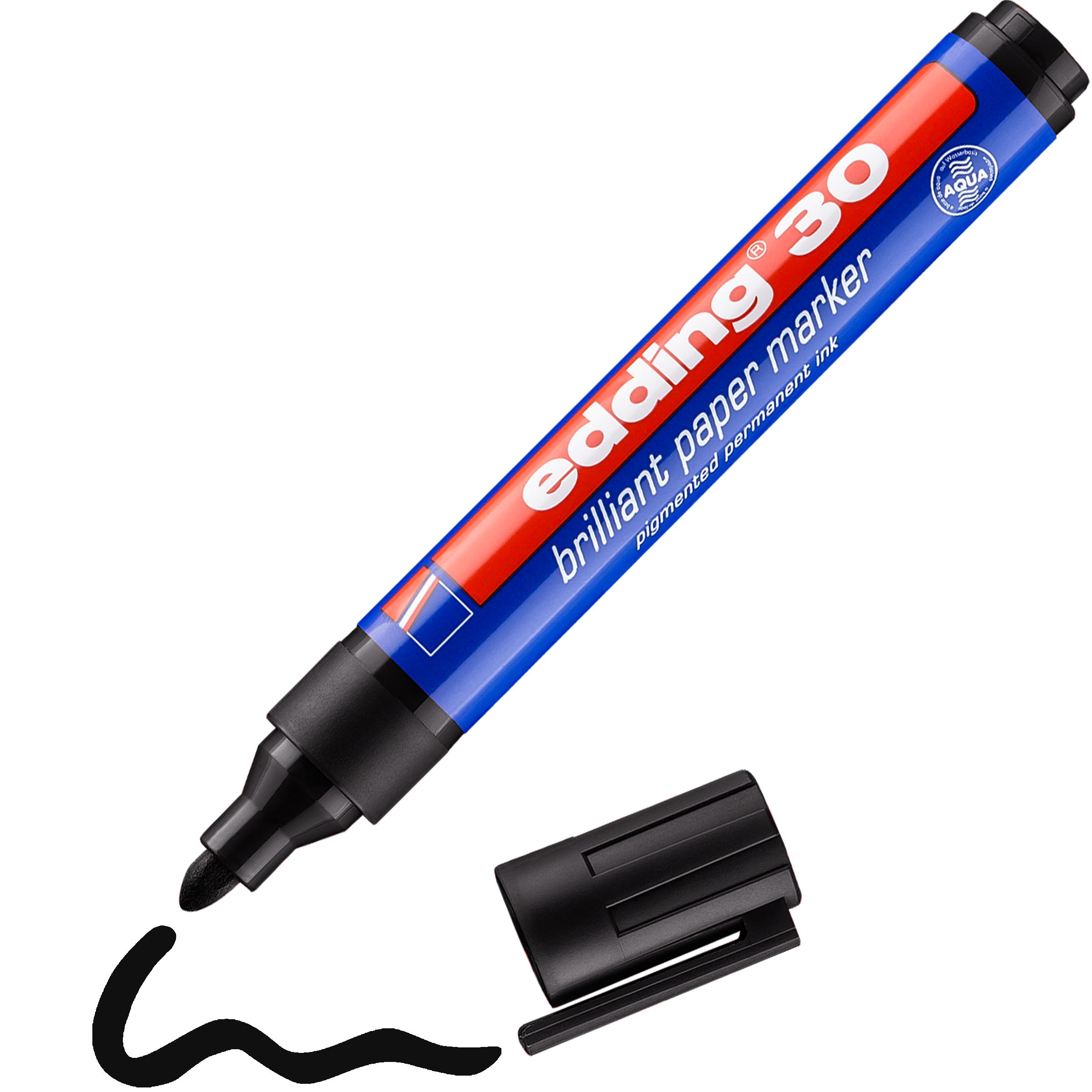 Permanent marker, Edding 30, rund, 2 mm, sort
