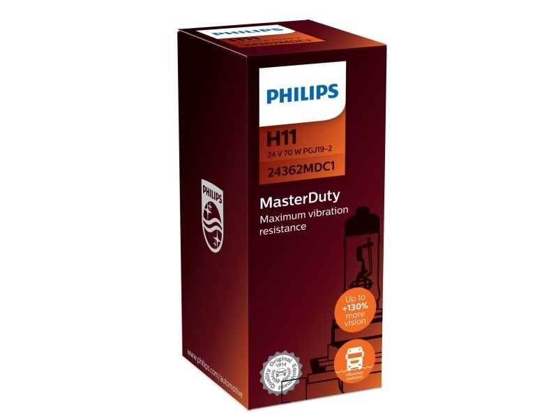 Philips Masterduty 24362Mdc1 24 V Lyskilder Til Forlygter, 70 W, 24 V, H11, 3200 K, 1 Stk