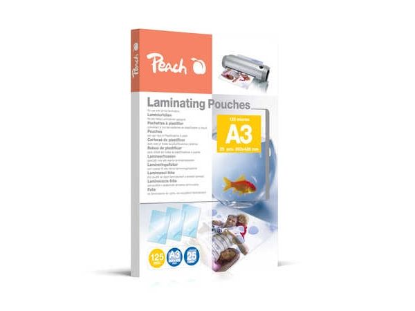 Peach - 125 Micron - 25-Pakke - Gennemsigtig - A3 Plus (303 X 426 Mm) Laminerings Poser