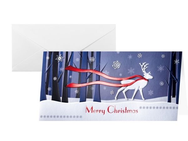 Sigel Christmas Card Winter's Eve - Skinnende - DIN lang (105 x 210 mm) - 220 g/m² - 10 kort lykønskningskort+konvolutte