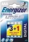 Energizer Lithium Batteri Aaa | 1.5 V DC | 1250 mAh | 4-Blister | Sølv