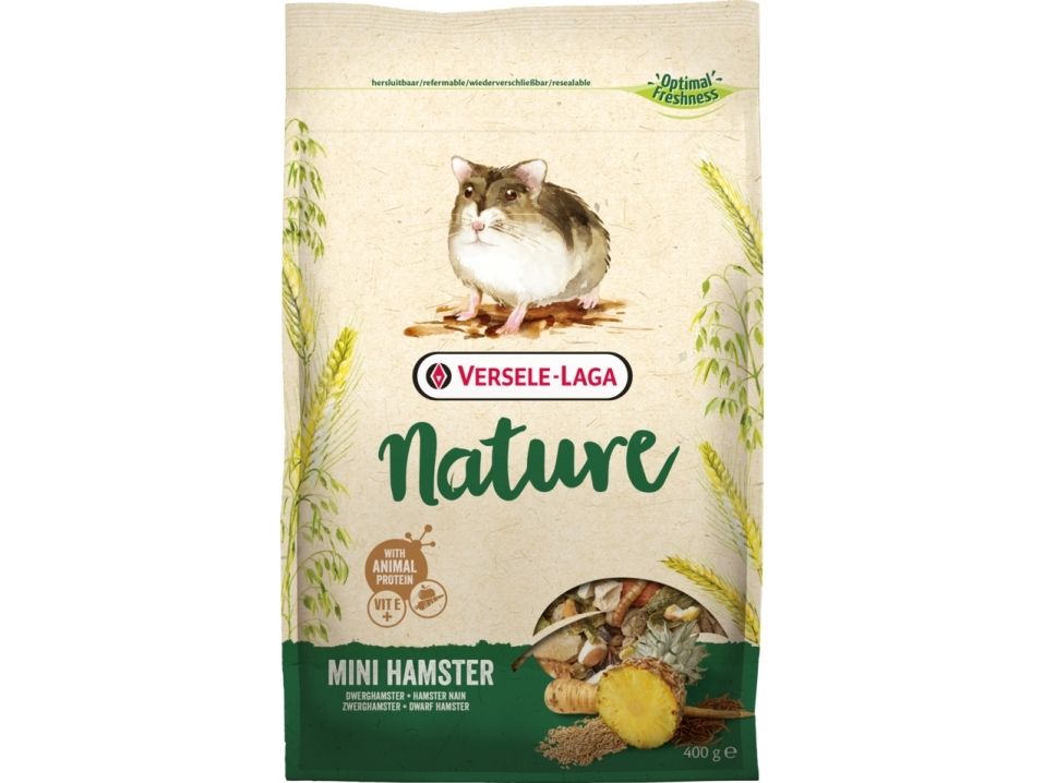 Versele-Laga Mini Hamster Nature, Snack, 400 g, Hamster, Vitamin A, vitamin D3, vitamin E, 16,5%, 7,5%