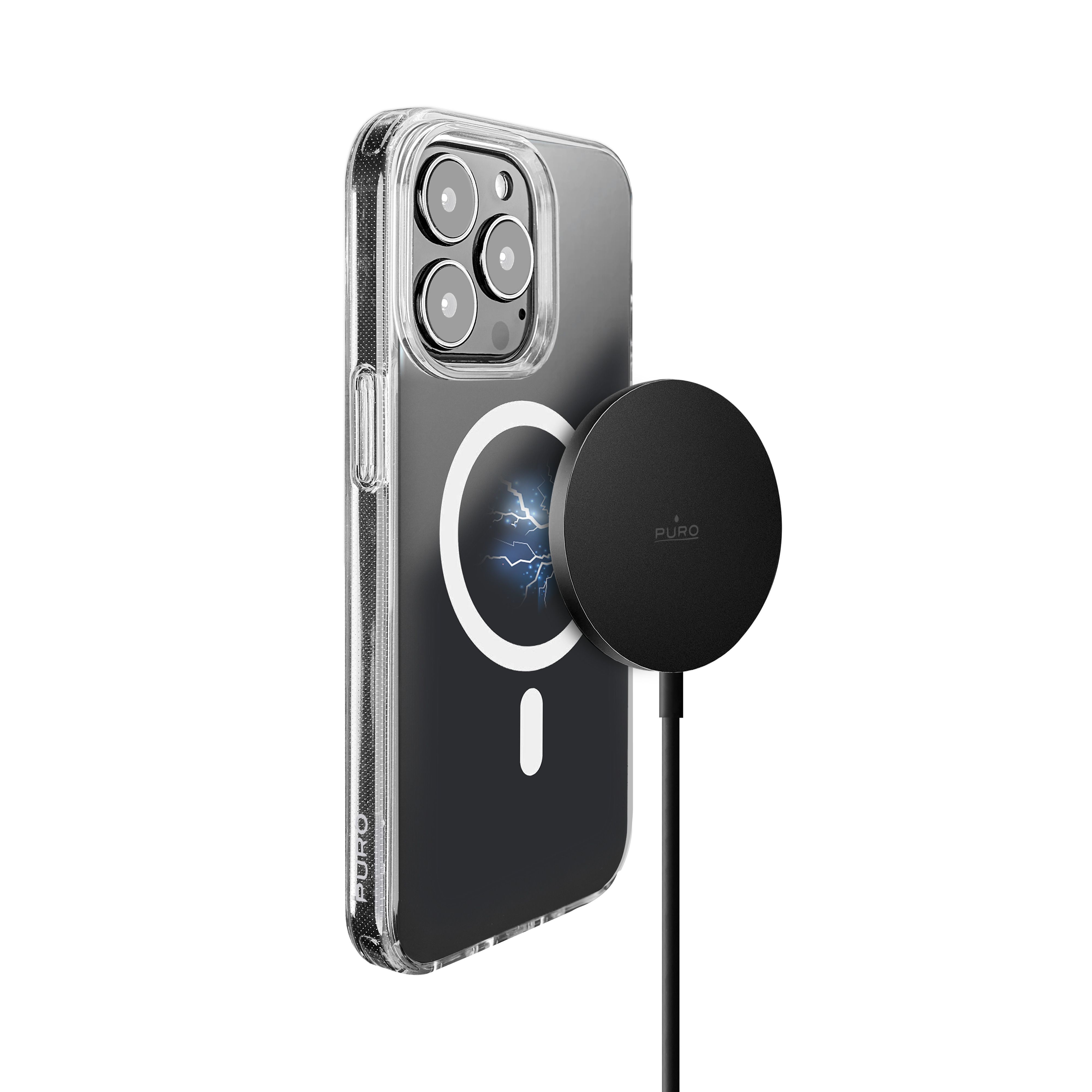 PURO CUSBCMAG1BLK, Indendørs, USB, Trådløs opladning, 1 m, Sort