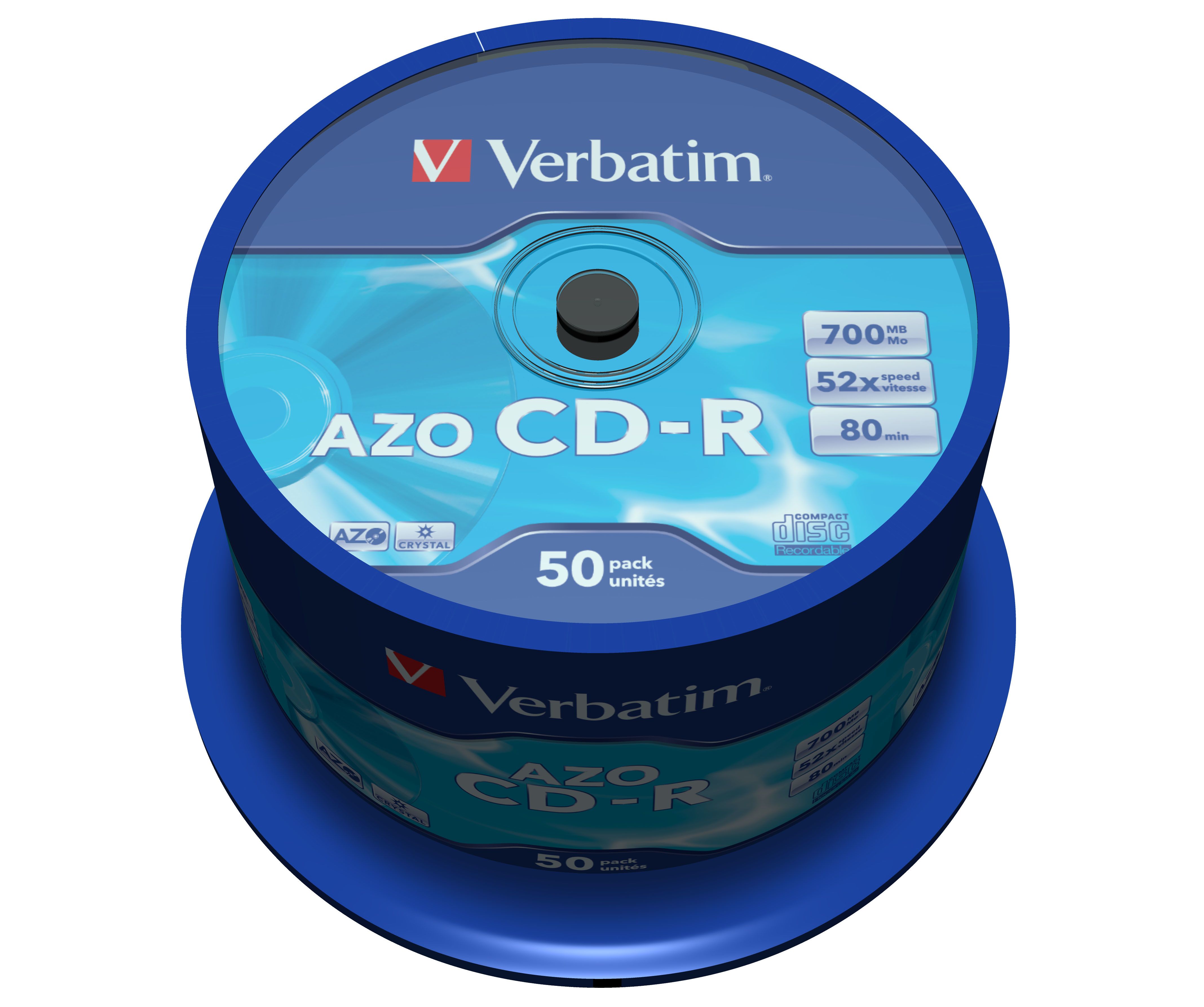 Verbatim Cd-R Azo Crystal, 52X, Cd-R, 120 Mm, 700 Mb, Spindel, 50 Stück(E)