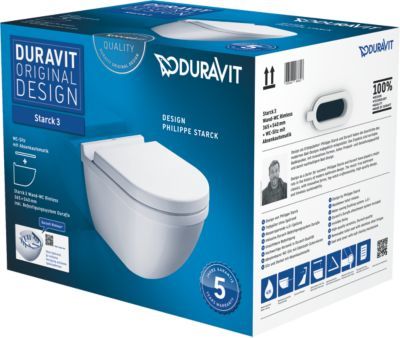 Duravit Starck 3 Vægtoilet Med Åben Skylle-Rand Og Sæde Med Softclose