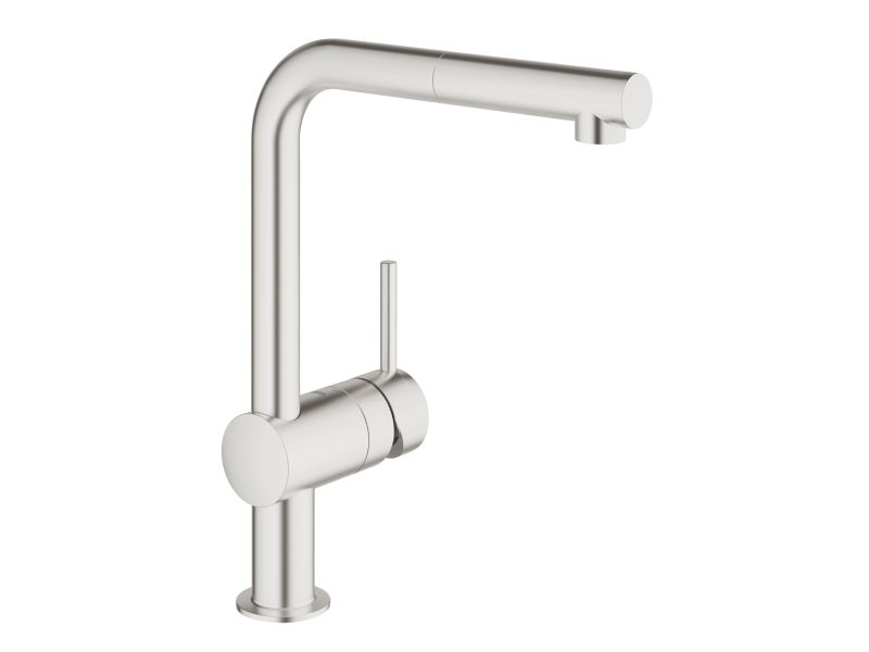 Grohe Minta, Edelstahl, Hebelgriffe, Einzelbild, Keramik, 4,6 Cm, 360°