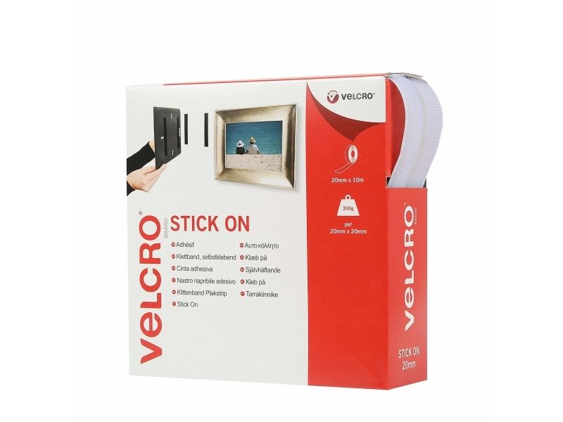 Velcro Vel-Ec60219, Hvid, 20 Mm, 10 M, 1 Stk, Kasse
