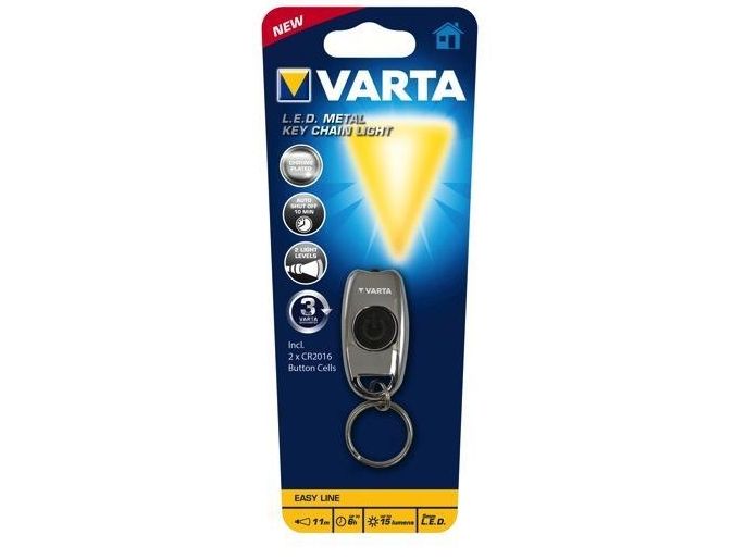 Varta L.E.D. Metal Key Chain Light, Schlüsselanhänger-Blinklicht, Chrom, Led, 15 Lm, 11 M, Cr2016