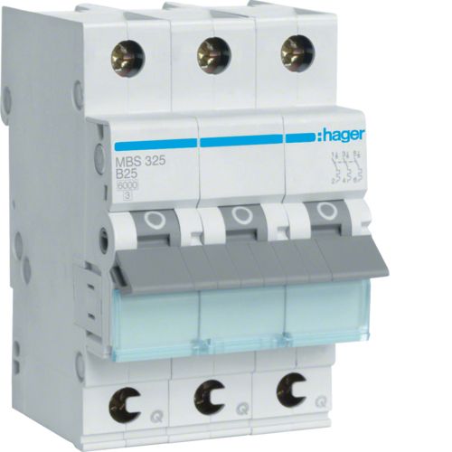 Hager Afbryder Mbs325 ** 3-Polet 6 Ka B-25 A Quickconnect 3M