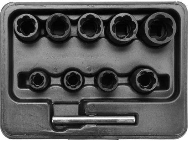 Yato YT-0603, Pistorasiasarja, 3/8", Metrinen, 10 pää(t), 10,11,12,13,14,15,16,17,19 mm