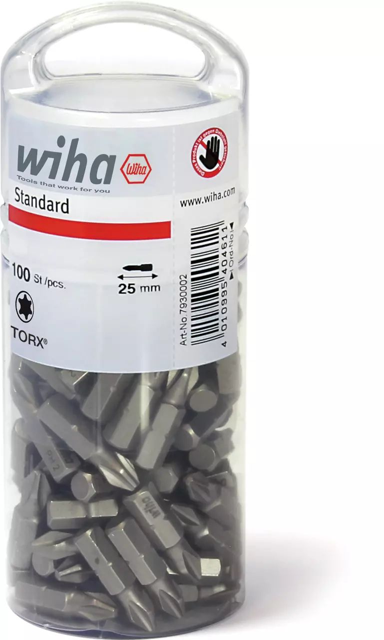 Wiha bits 25 mm, 1/4", TORX® T25, 100 stk. i boks